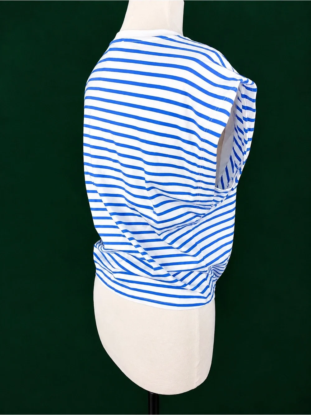 Molly Bracken White & Blue Striped Short Sleeve Tie-Hem Tee